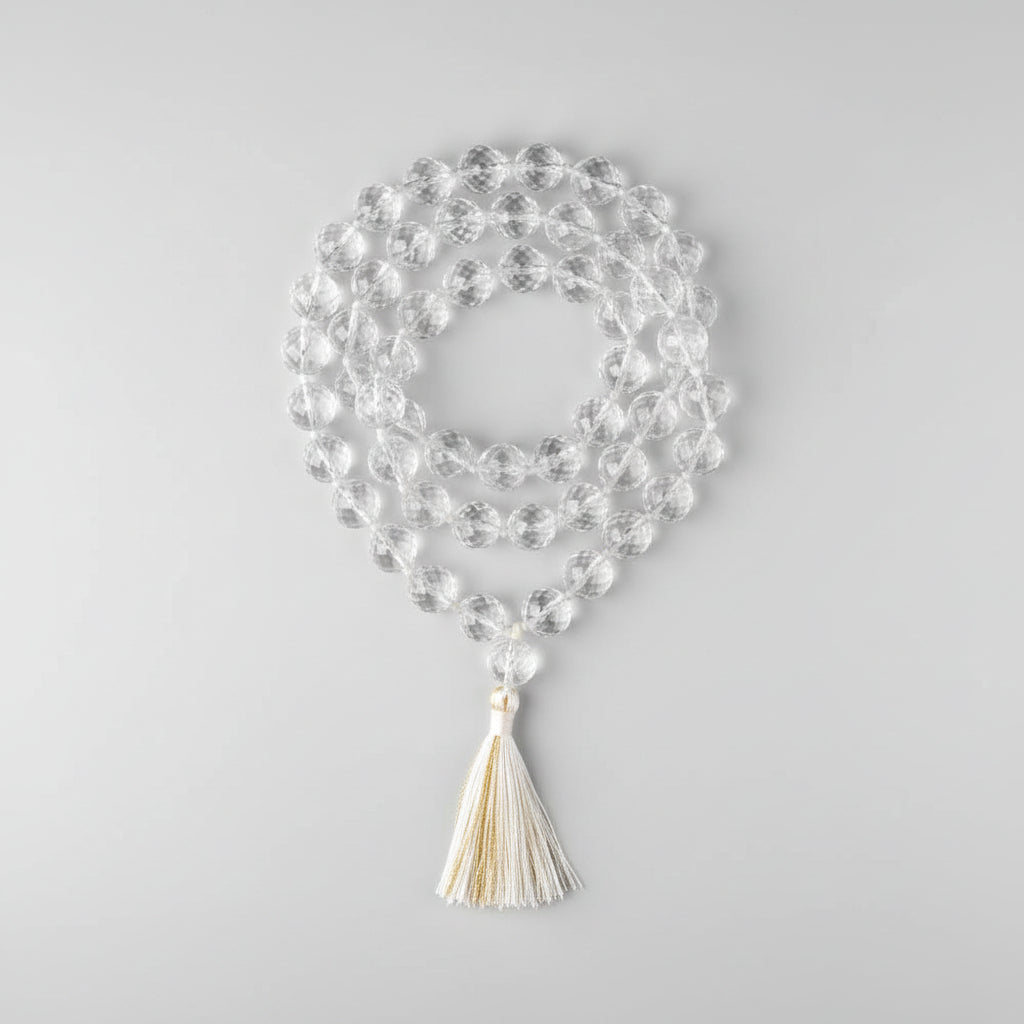 Sphatik Faceted Beads Mala-4 mm