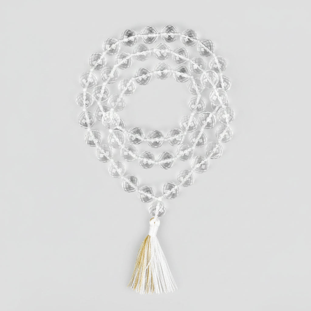 Sphatik Faceted Beads Mala-8 mm