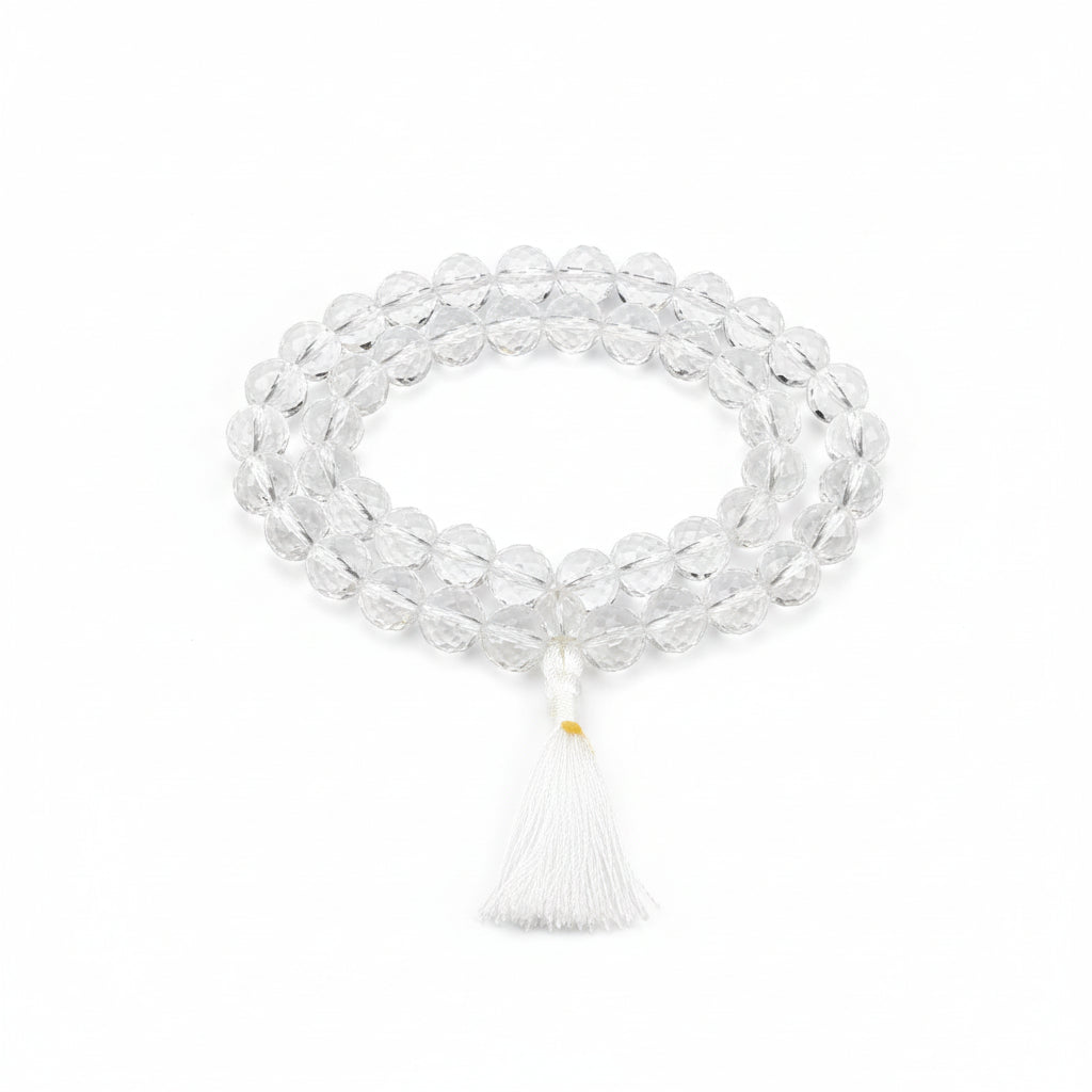 Sphatik Faceted Beads Mala-20 mm