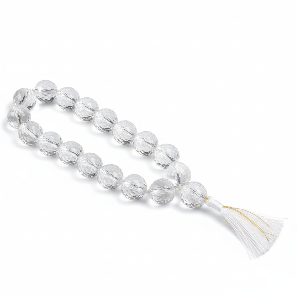 Sphatik Faceted Beads Mala-14 mm