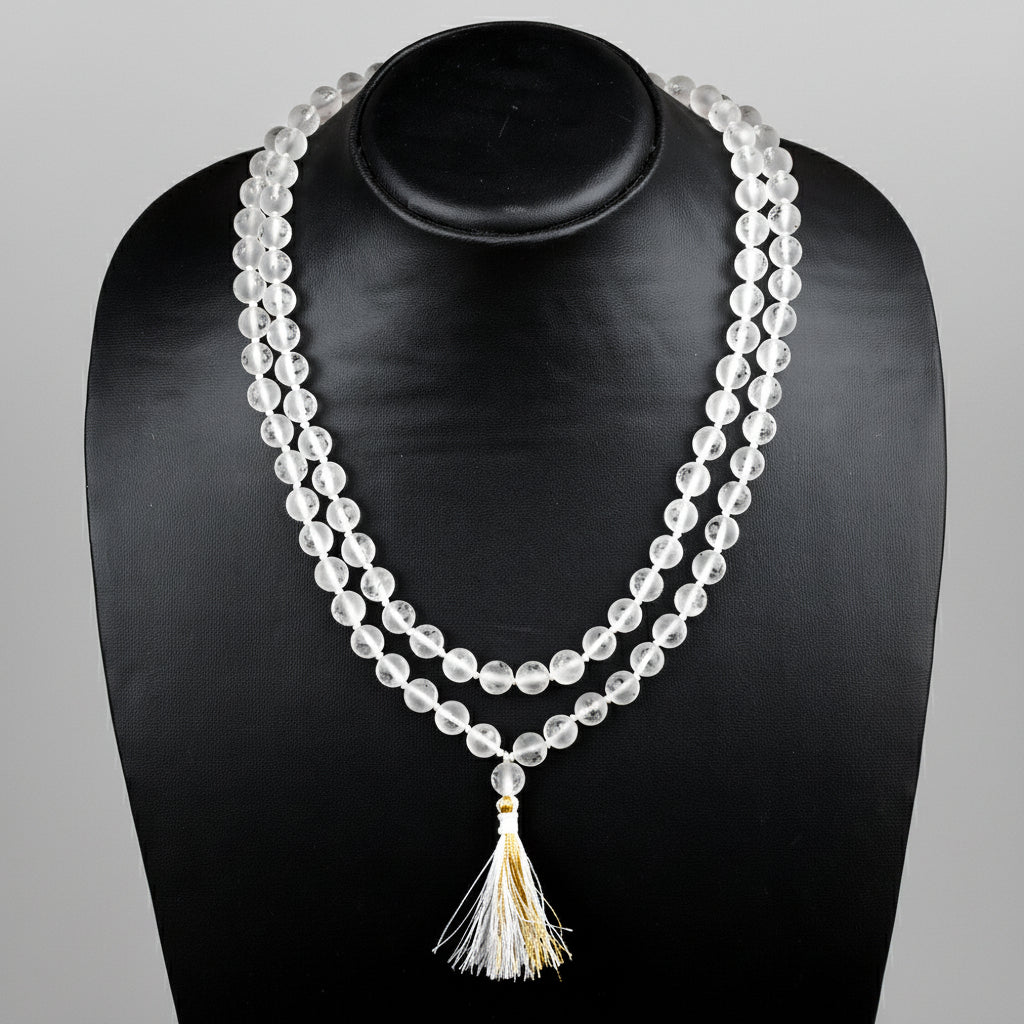 OM Printed Sphatik (Crystal) Mala