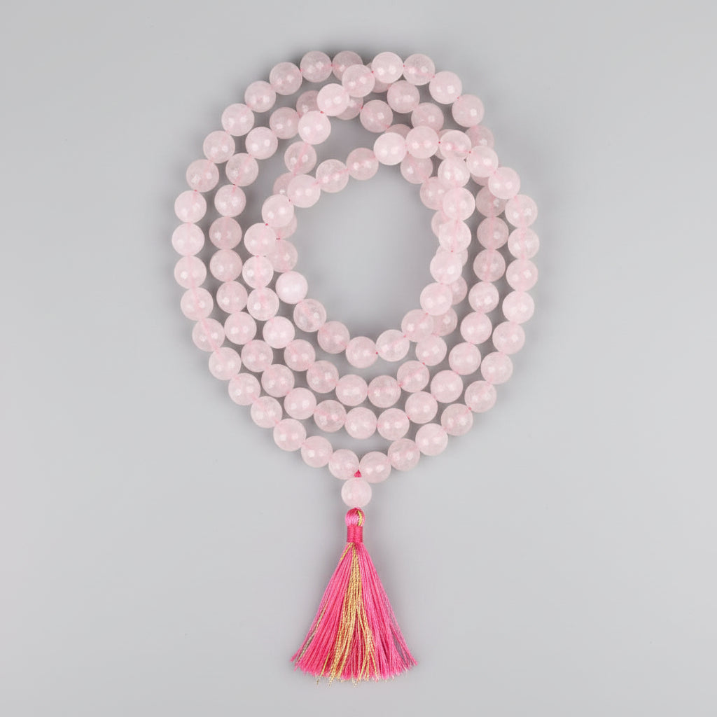 Rose Quartz Faceted Beads Mala-8 mm