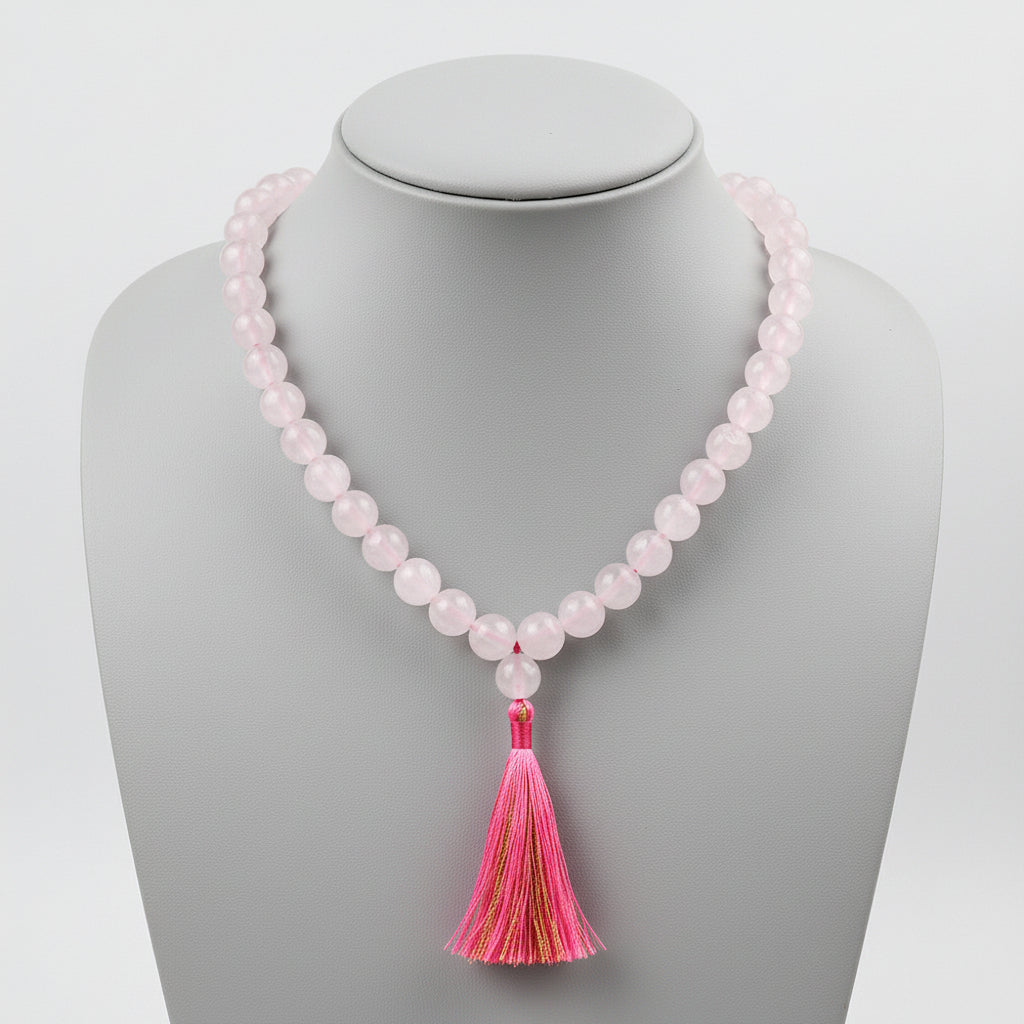 Rose Quartz Faceted Beads Mala-10 mm