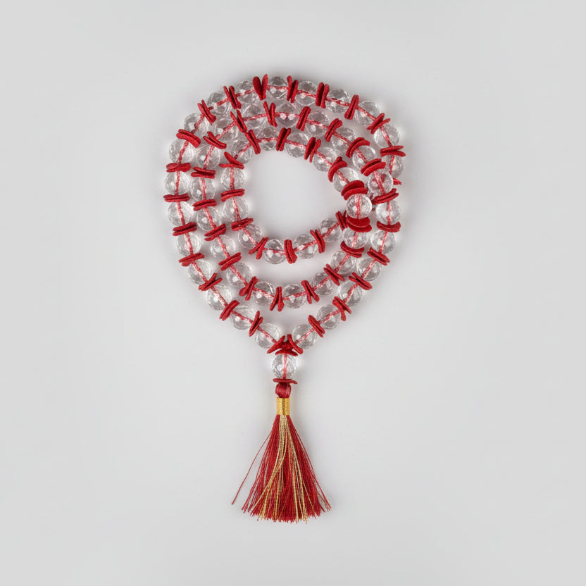 Sphatik Faceted Beads Woolen Spacers Mala-14 mm