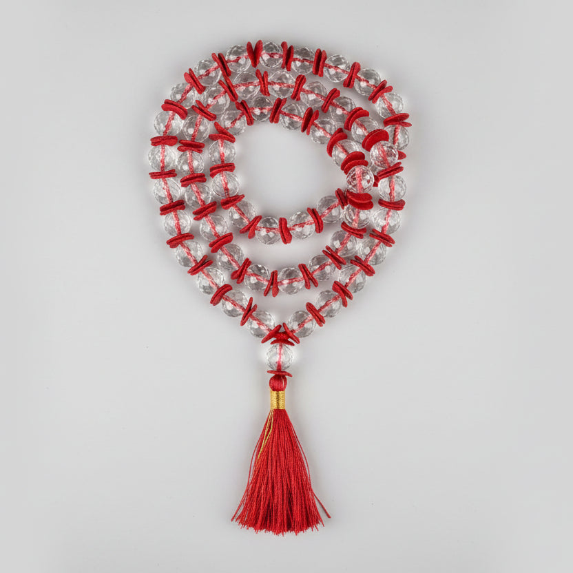 Sphatik Faceted Beads Woolen Spacers Mala-10 mm