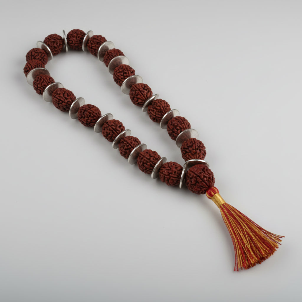 Sphatik Faceted Beads Woolen Spacers Mala-14 mm