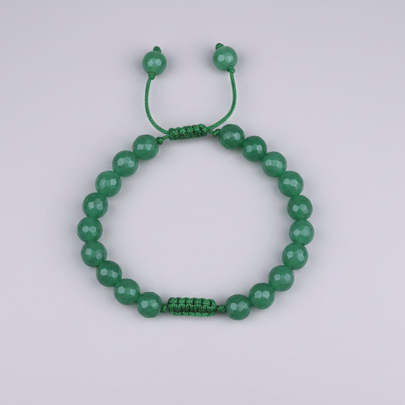 Green Aventurine Faceted Beads Adjustable Thread Bracelet