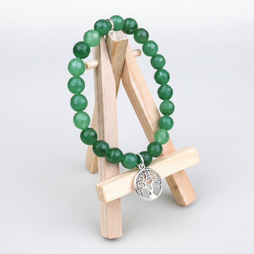 Green Aventurine Faceted Beads Life of Tree Trinklet Bracelet