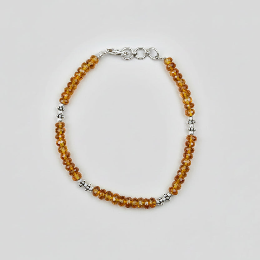 Yellow Sapphire Faceted Silver Balls & Chakri Bracelet 27.5 Carats