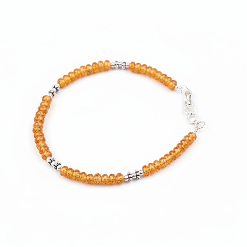 Yellow Sapphire Faceted Silver Balls & Chakri Bracelet 27.5 Carats