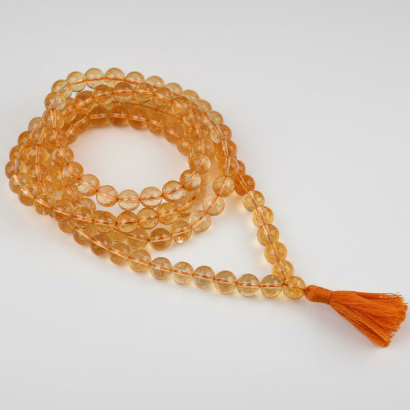 Yellow Citrine Mala (10 mm)-108+1 Beads