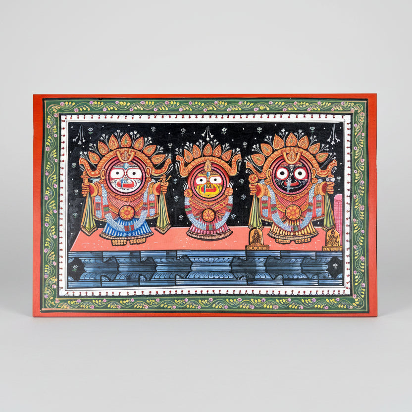 Jagganath Darbar Krishna Balrama Subhadra Swarna Bhesh Pattachitra Painting