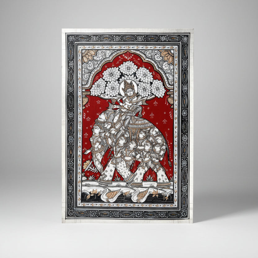 Kandarp Hasti (Elephant) Krishna Gopi Rasleela Pattachitra Painting
