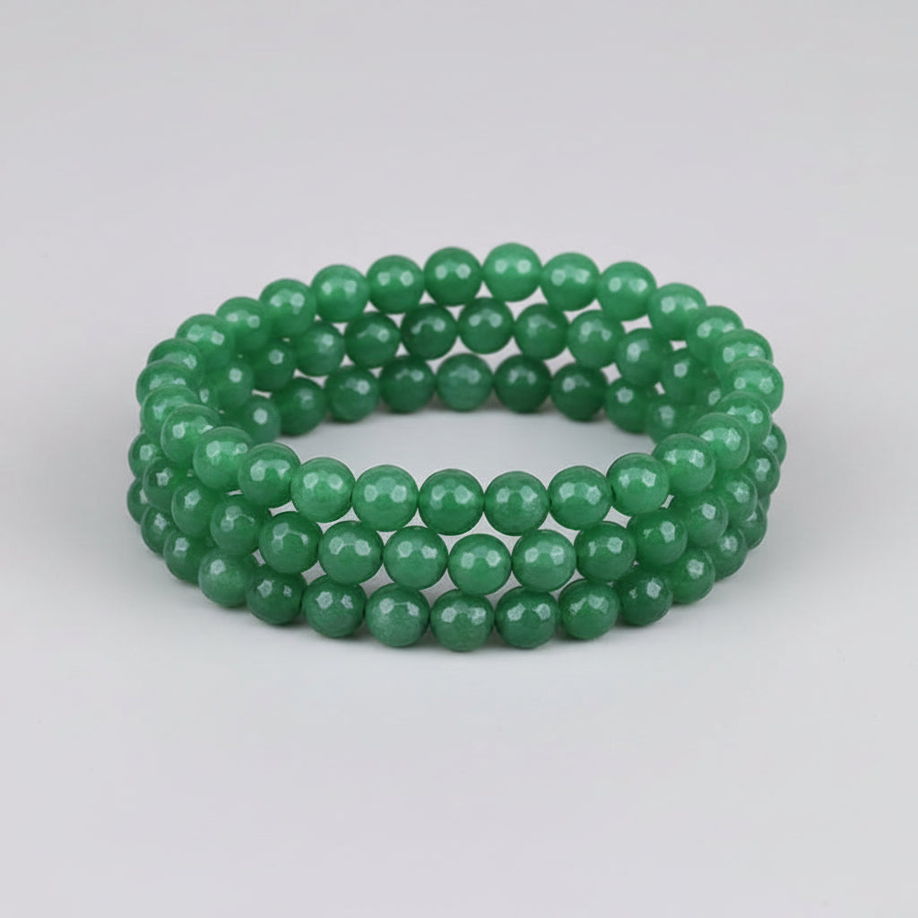 Green Aventurine Faceted Beads Spiral Stack Bracelet