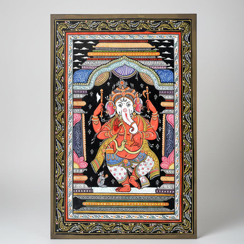 Chaturbhuj Ganesh Dancing Pattachitra Painting