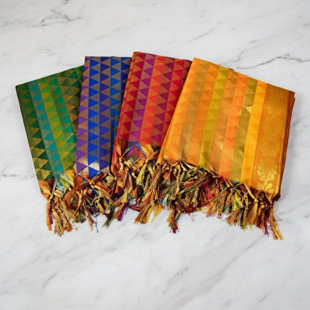 Art Silk Shawl Design XII-Orange