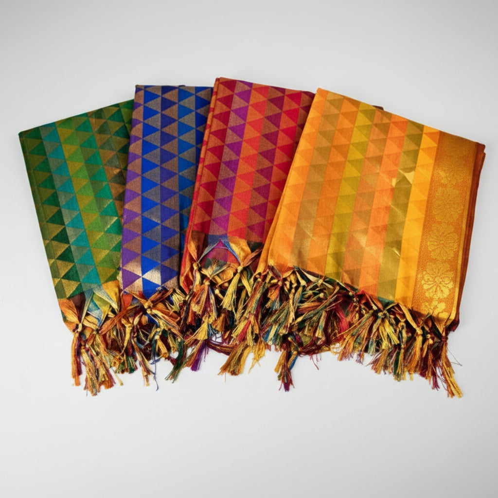 Art Silk Shawl Design XII-Blue