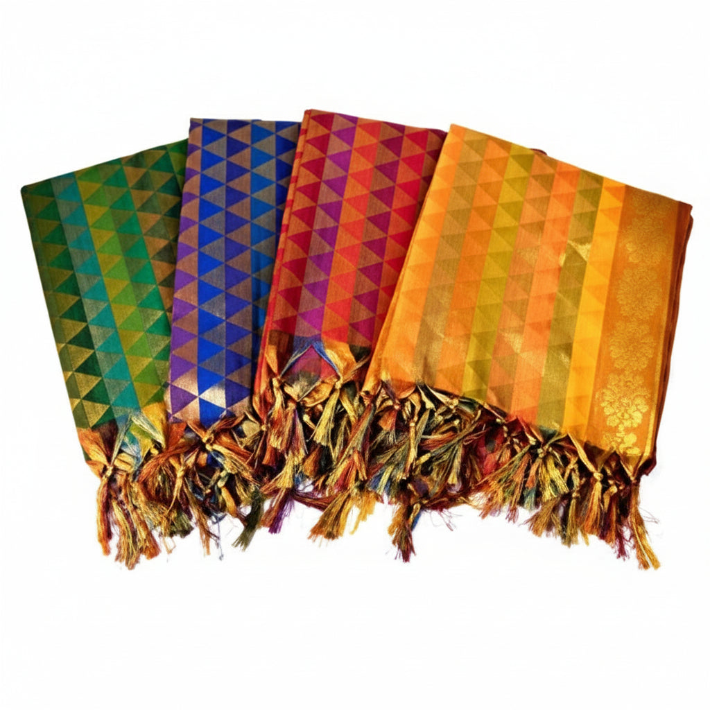 Art Silk Shawl Design XII-Maroon
