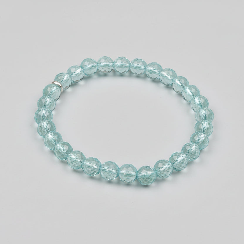 Aquamarine Faceted Beads Bracelet-8 mm