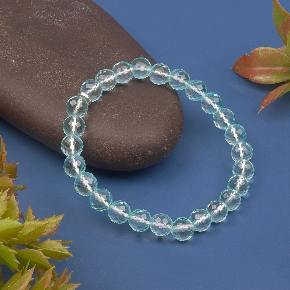 Aquamarine Faceted Beads Bracelet-6 mm