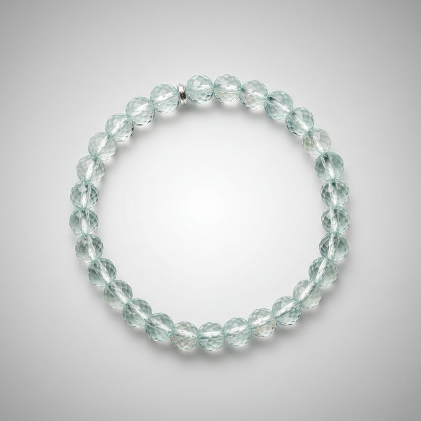 Aquamarine Faceted Beads Bracelet-8 mm