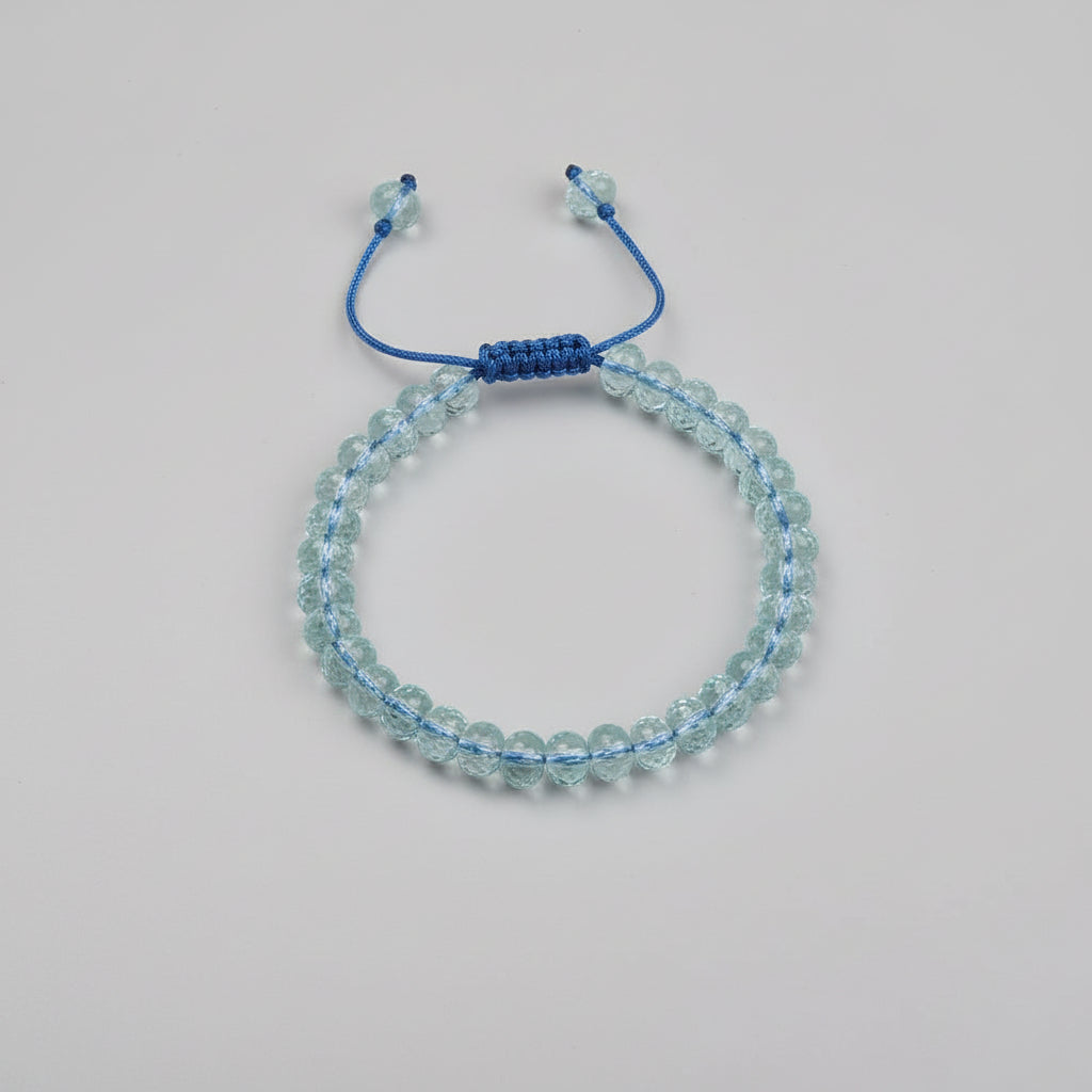 Aquamarine Faceted Elliptical Adjustable Bracelet-6 mm