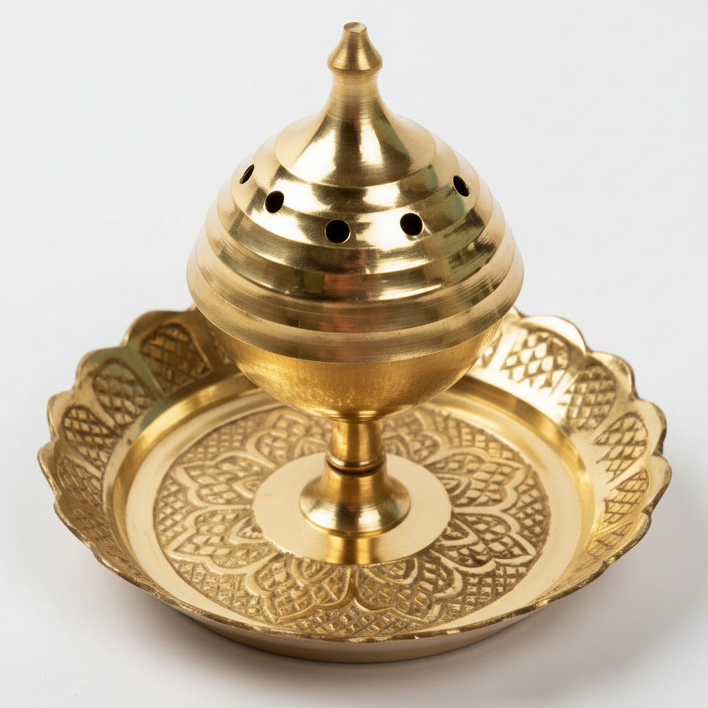 Floral Agarbatti Stand In Brass (I)