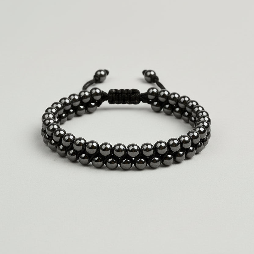 Hematite Beads Double Layer Adjustable Bracelet