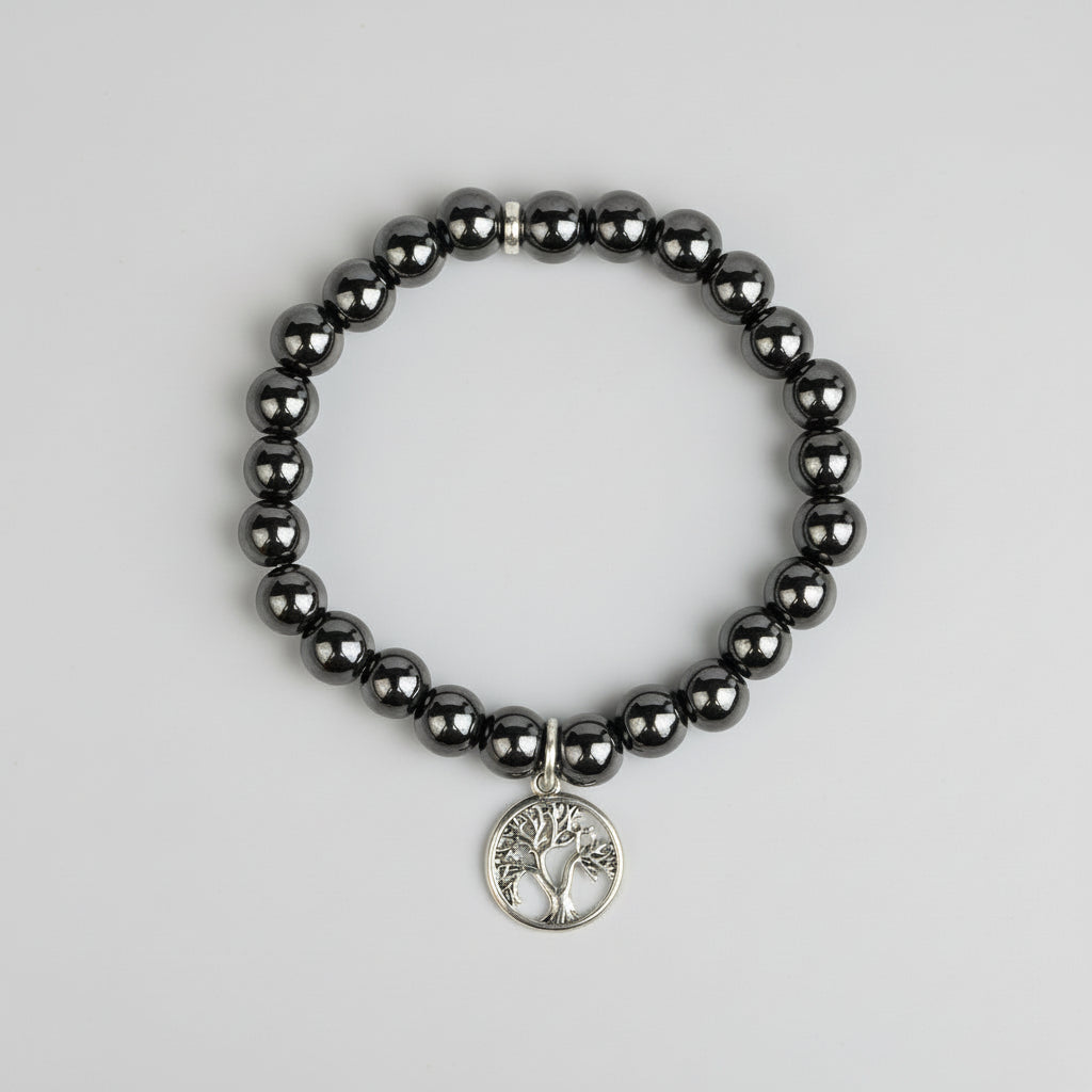 Hematite Beads Tree of Life Bracelet