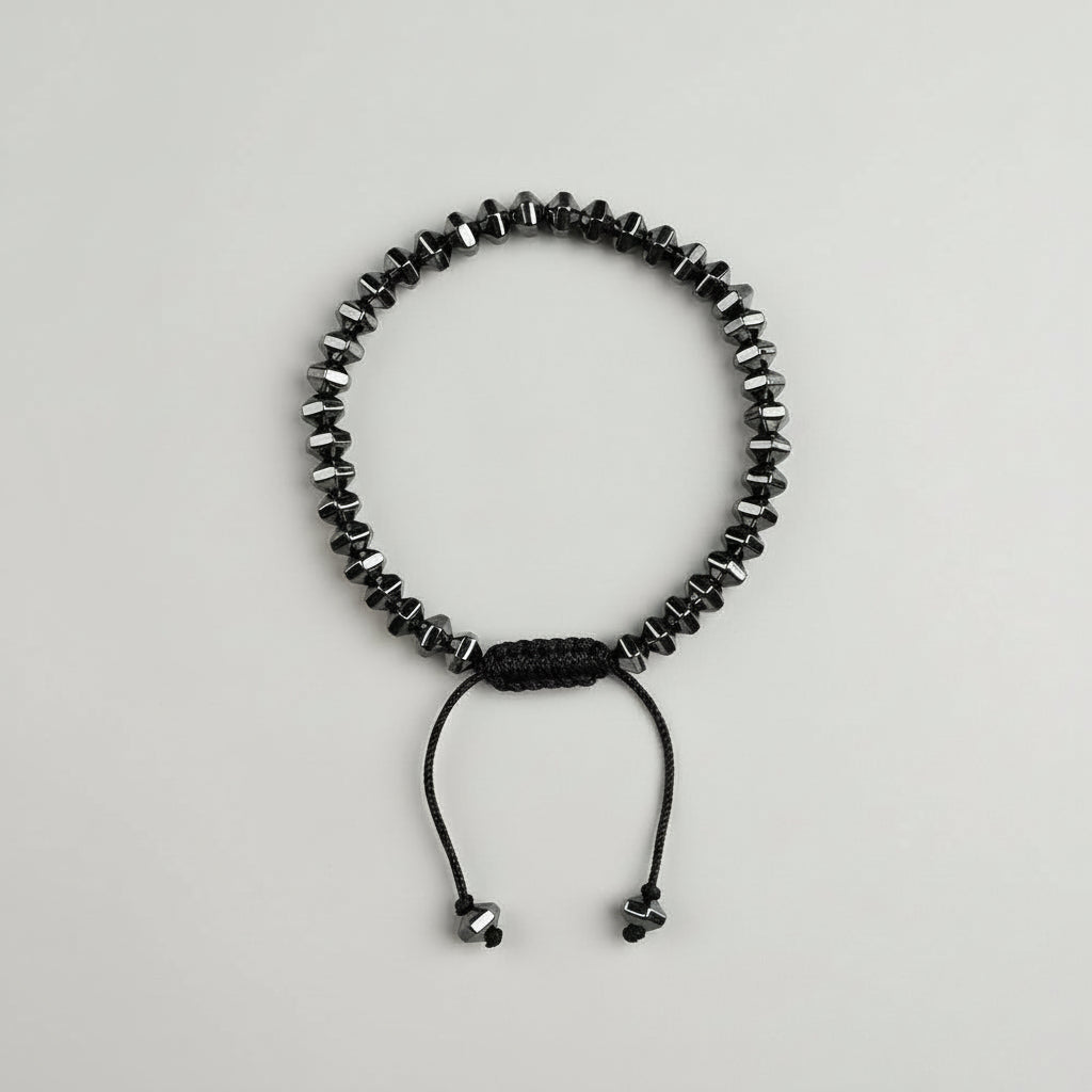 Hematite Hexagonal Beads Adjustable Bracelet