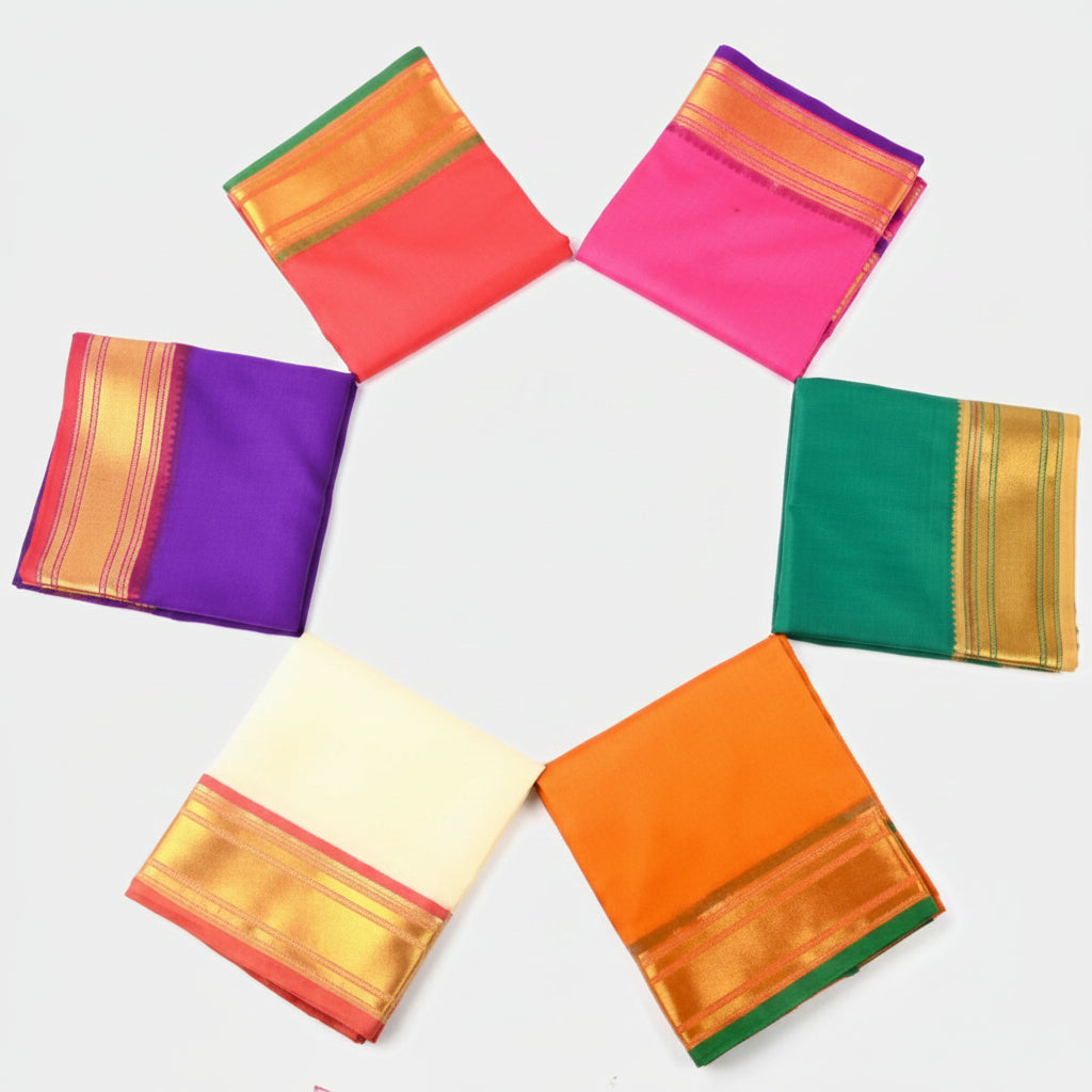 Art silk dhoti with Shawl Design II-Violet