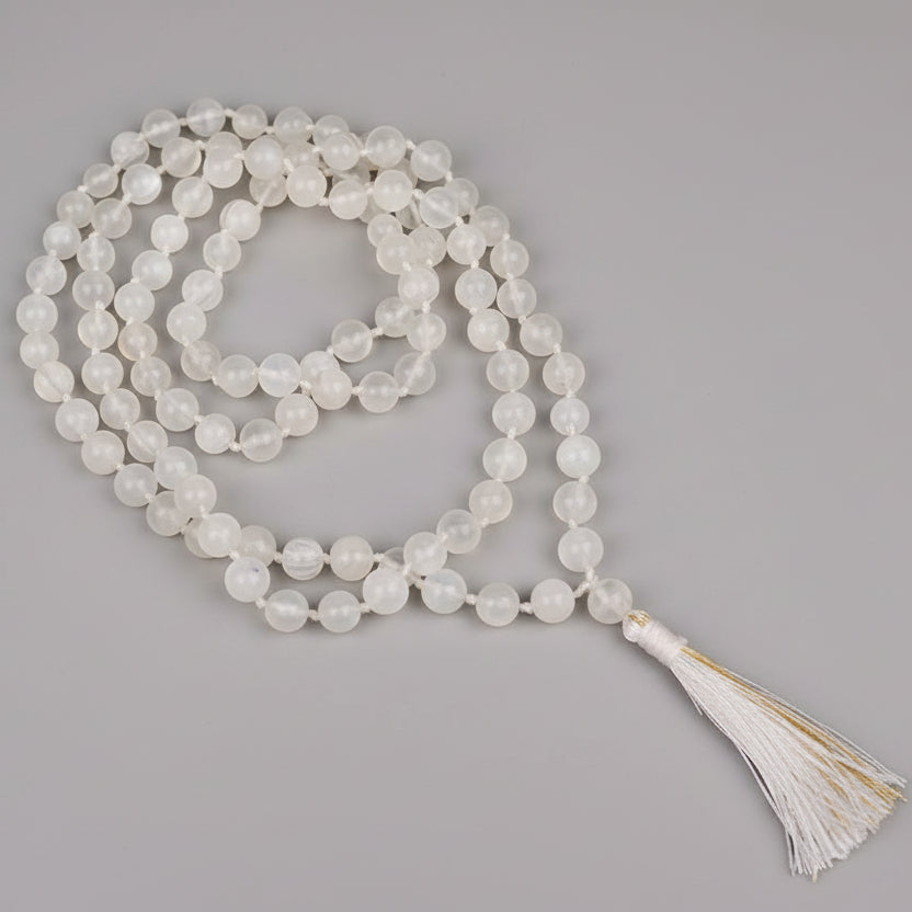 Moonstone Round Mala-54 Beads (Size: 8 mm)