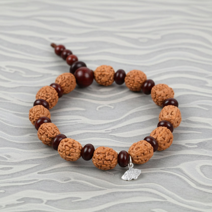 5 Mukhi Guru Bracelet from Java with Red Sandalwood Beads