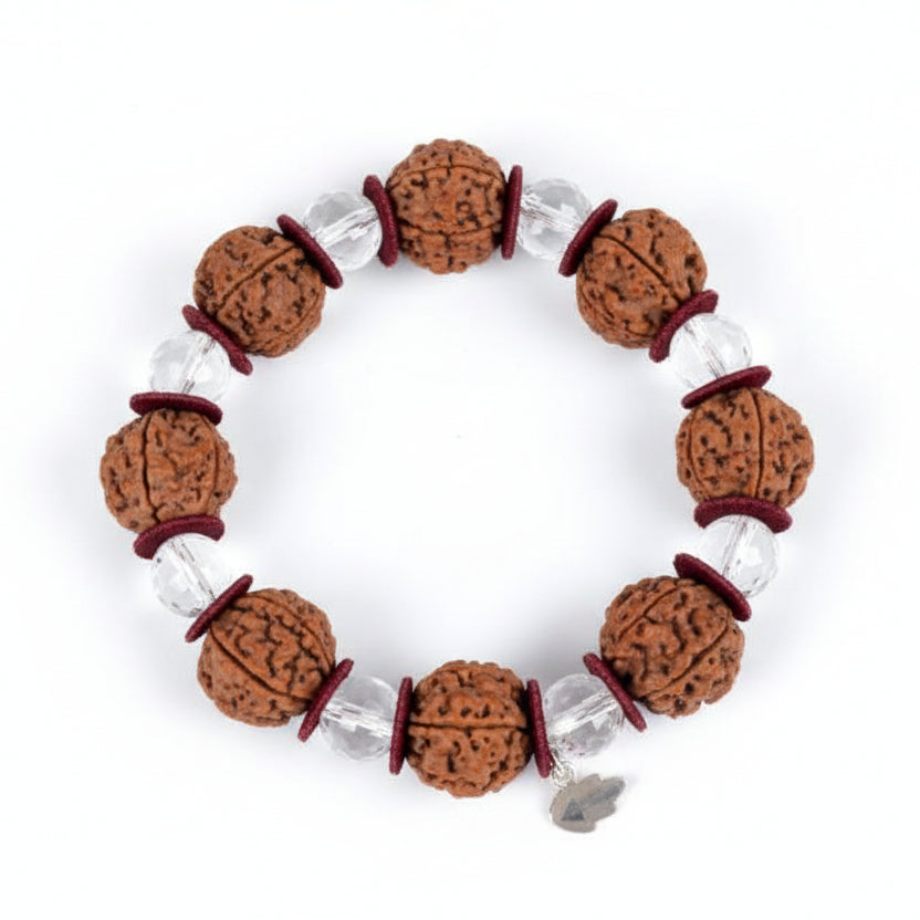6 Mukhi Nepal Rudraksha Beads Bracelet with Sphatik Beads