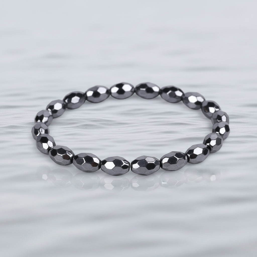Hematite Faceted Oval Beads Bracelet