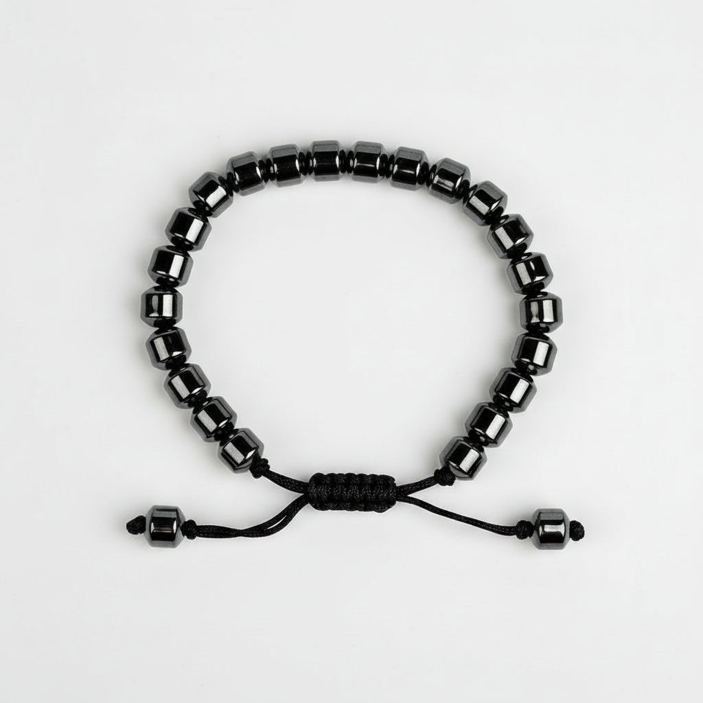 Hematite Cylindrical Beads Adjustable Bracelet