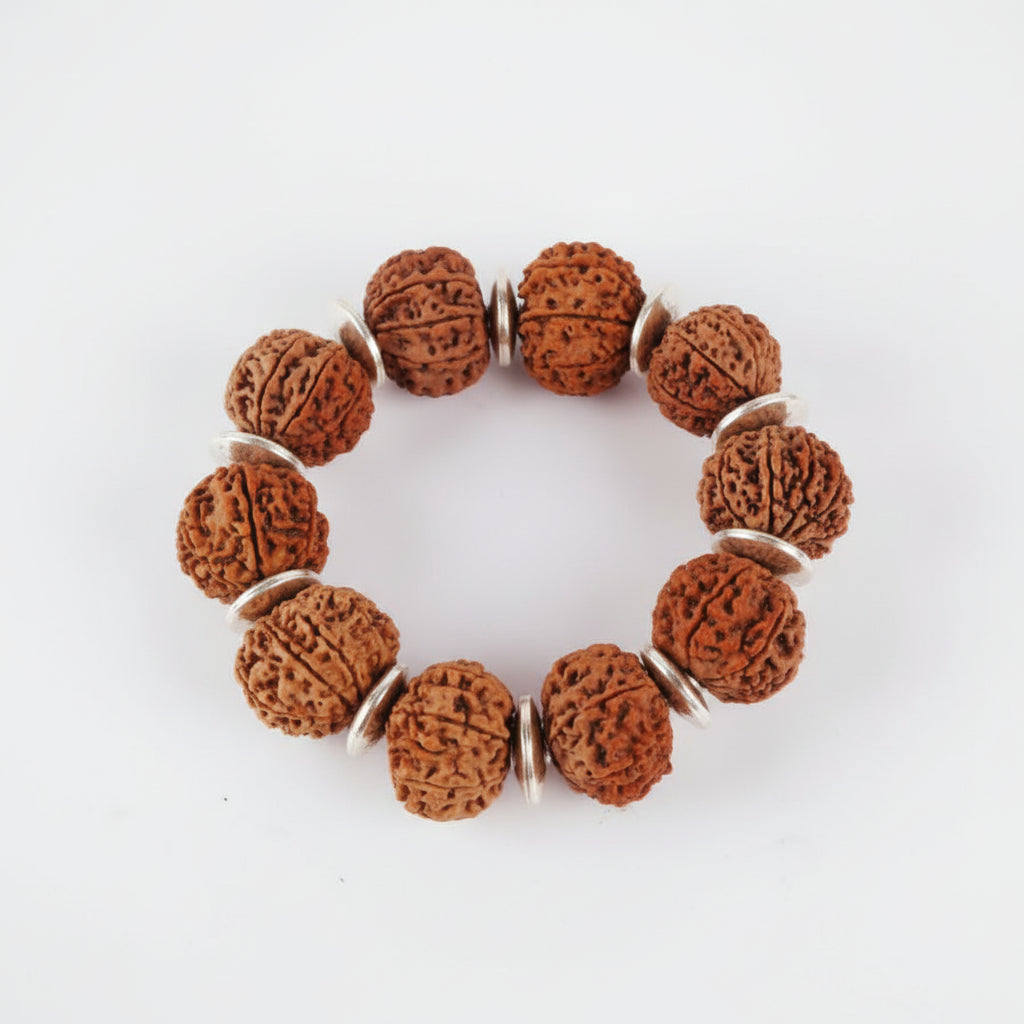 9 Mukhi Durga Shakti Bracelet-Regular-Woolen Spacers