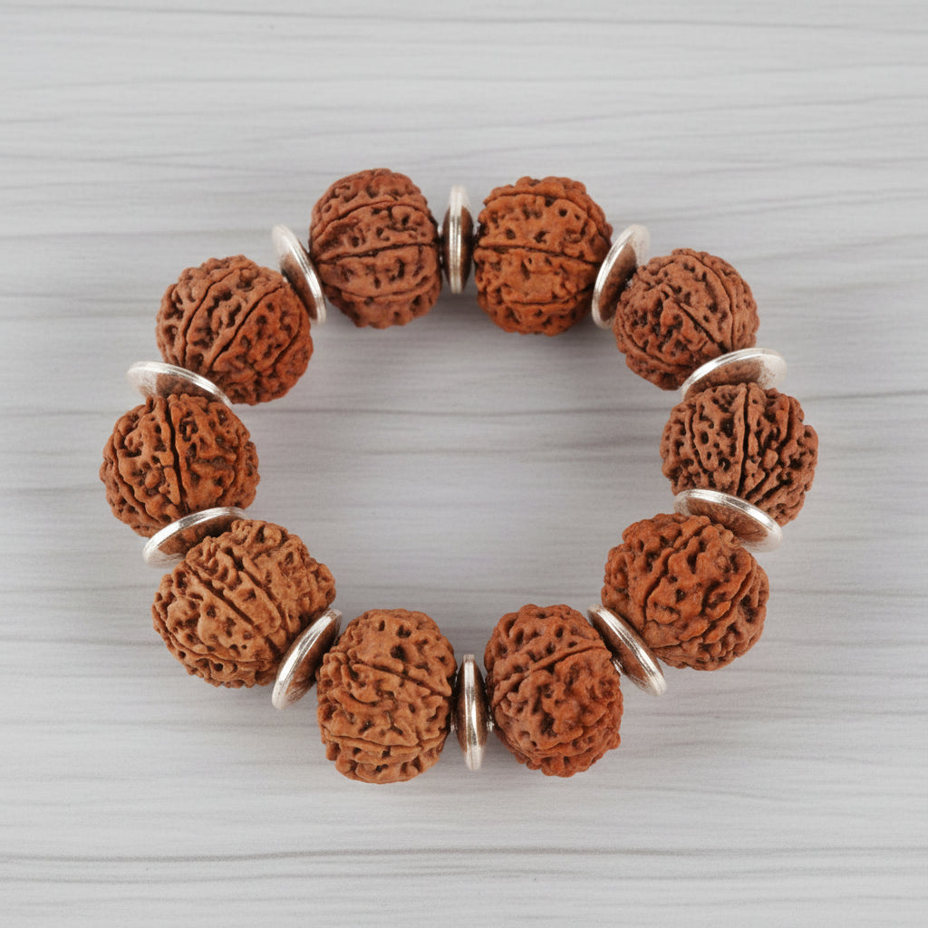 9 Mukhi Durga Shakti Bracelet-Small-Silver Spacers