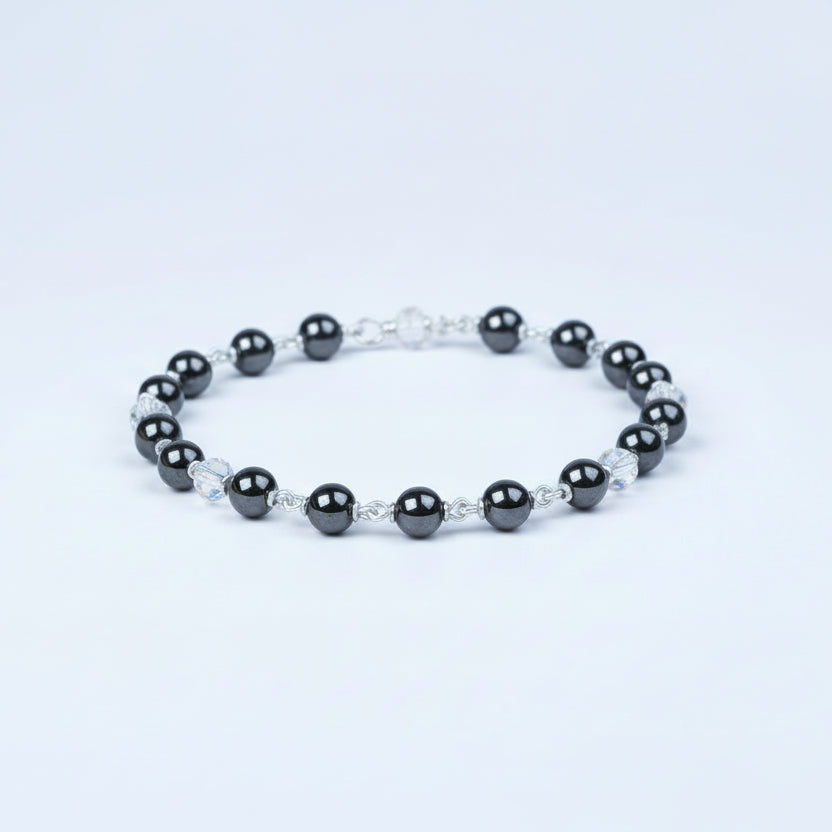 Hematite 925 Silver Wire Bracelet-8 mm