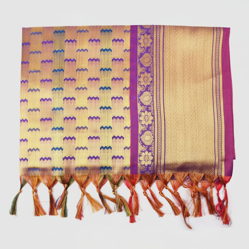 Art Silk Shawl Design IV-Saffron