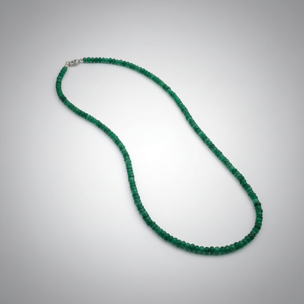 Emerald Faceted Beads Necklace-53.47 Carats