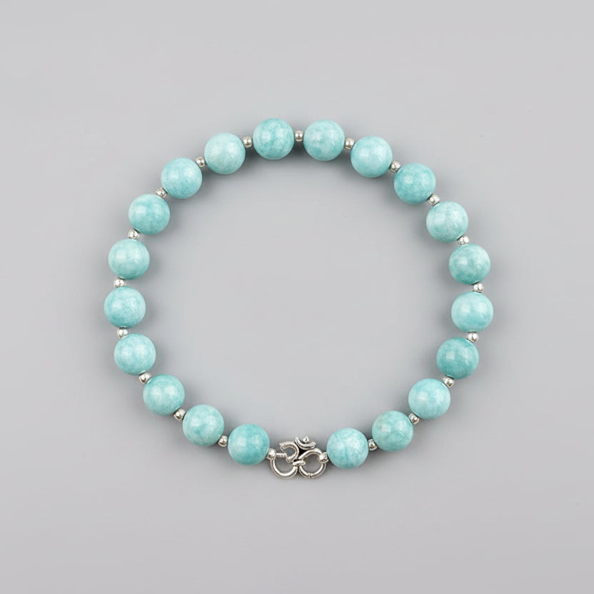 Amazonite Bracelet with Silver Ball-8 mm