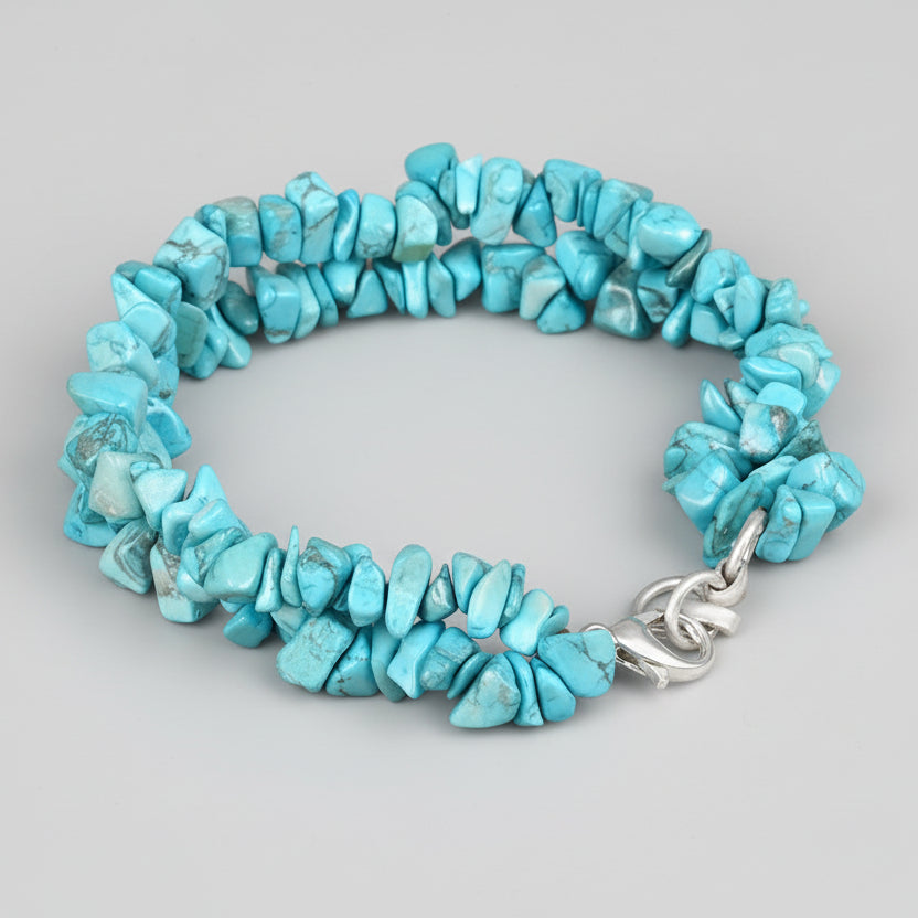 Turquoise Double Turn Uncut Beads Bracelet