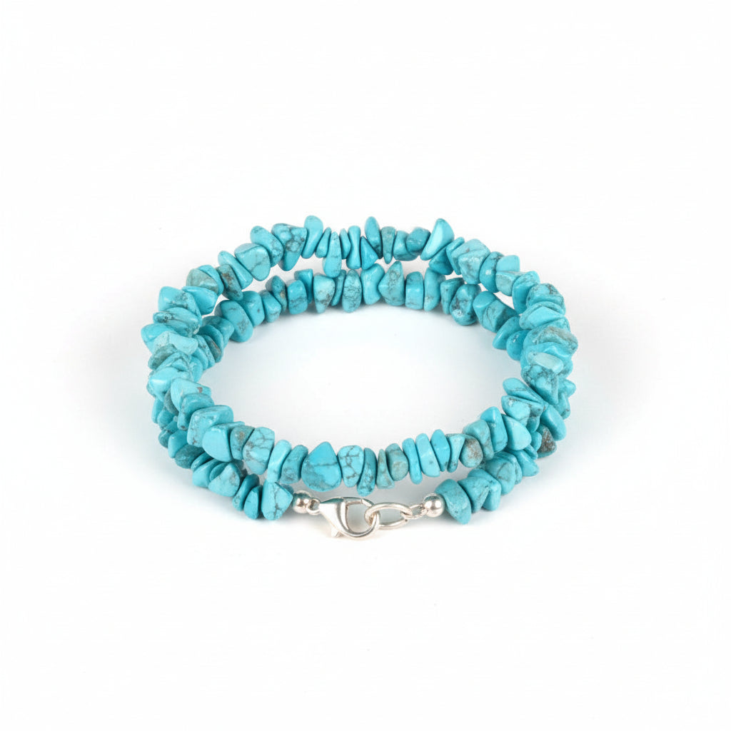 Turquoise Double Turn Uncut Beads Bracelet