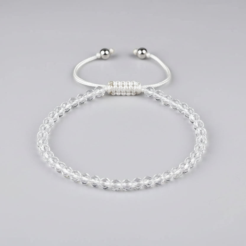 Round Faceted Sphatik Bracelet with Adjustable Thread-7 mm