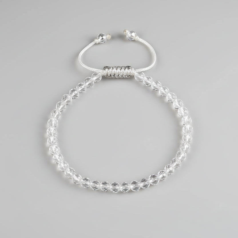 Round Faceted Sphatik Bracelet with Adjustable Thread-6 mm