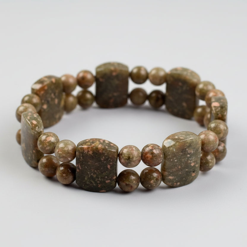 Unakite Bracelet in Round Shape