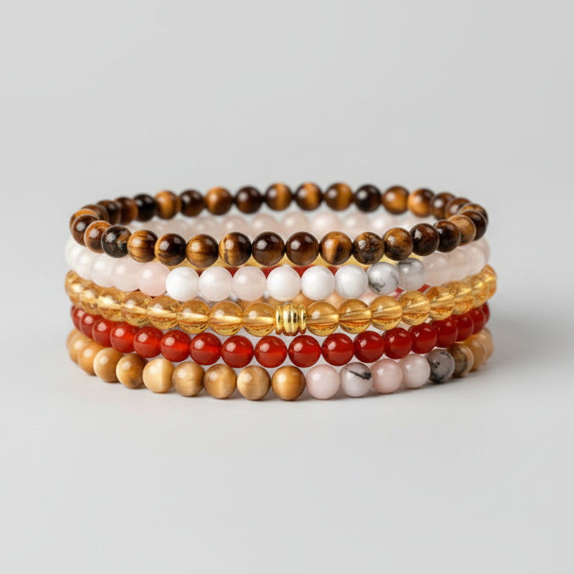 Semi Precious Gemstone Bracelet Set For Right Hand-8 mm