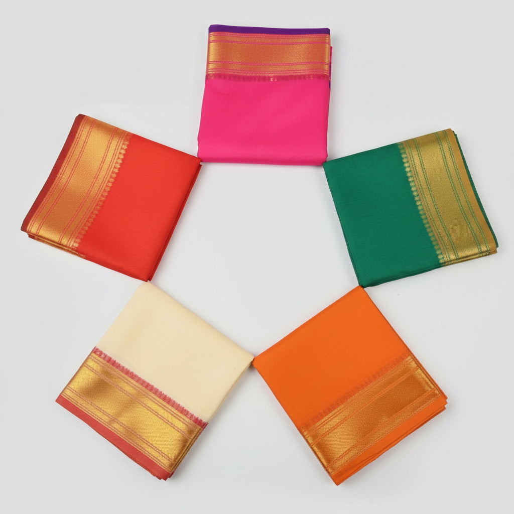 Art silk dhoti with Shawl Design II-Red