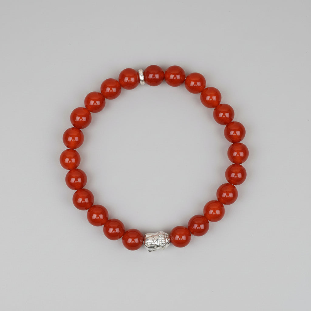Red Carnelian Buddha Charm Bracelet-10 mm